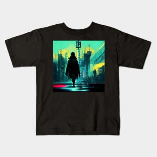 Lo-fi Saunter - Cyberpunk Cityscape Skyline Kids T-Shirt